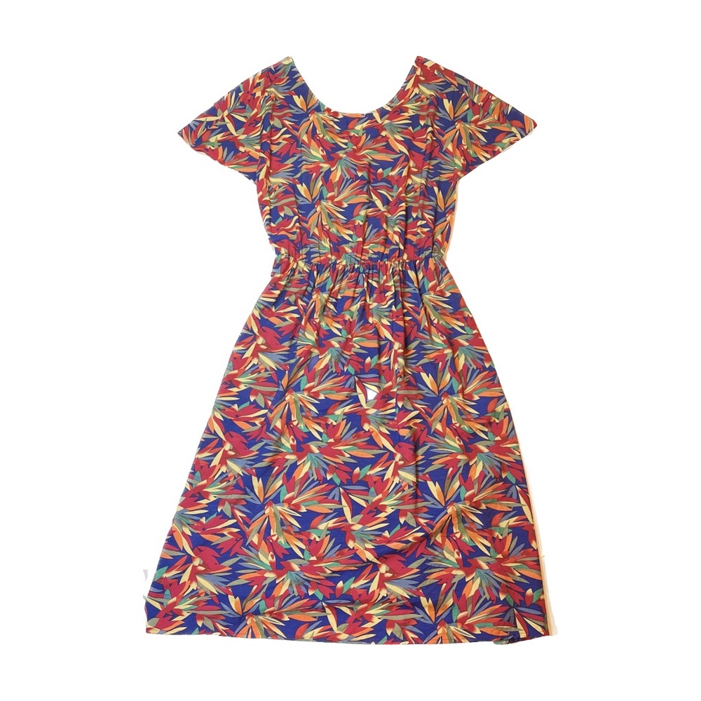 The Korner Midi Women's Open Back Multicolored Dress, Short Sleeve, Size M